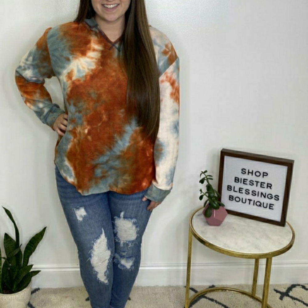 New Honeyme Tye dye rust color hoodie